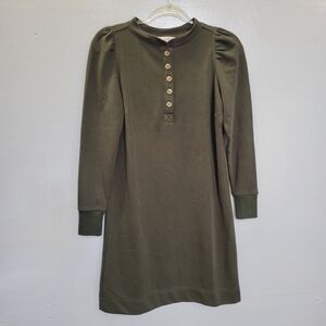 LOFT Dark Green Textured Knit Dress